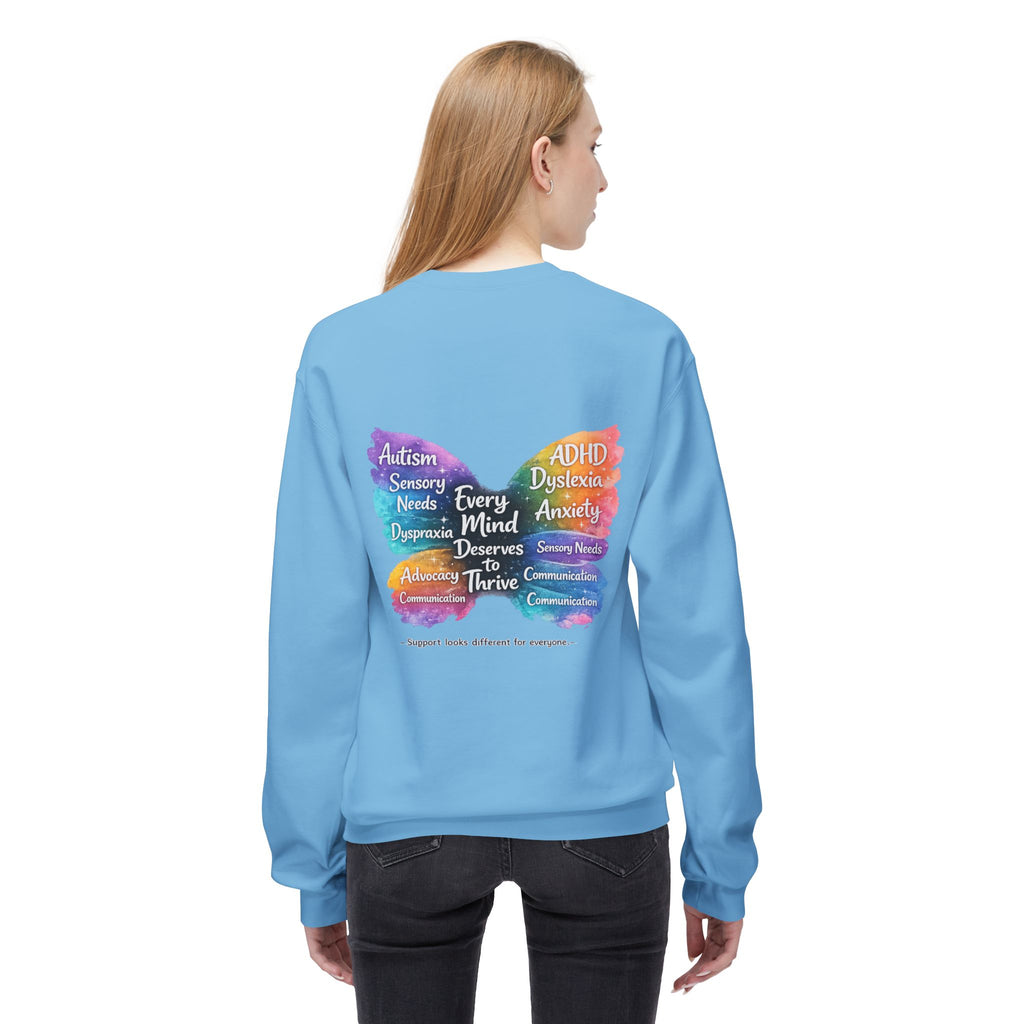 Different Needs Same Worth Crewneck | Special Needs Awareness Sweatshirt | Neurodiversity Acceptance Butterfly Sweatshirt | Inclusion Support Sweatshirt