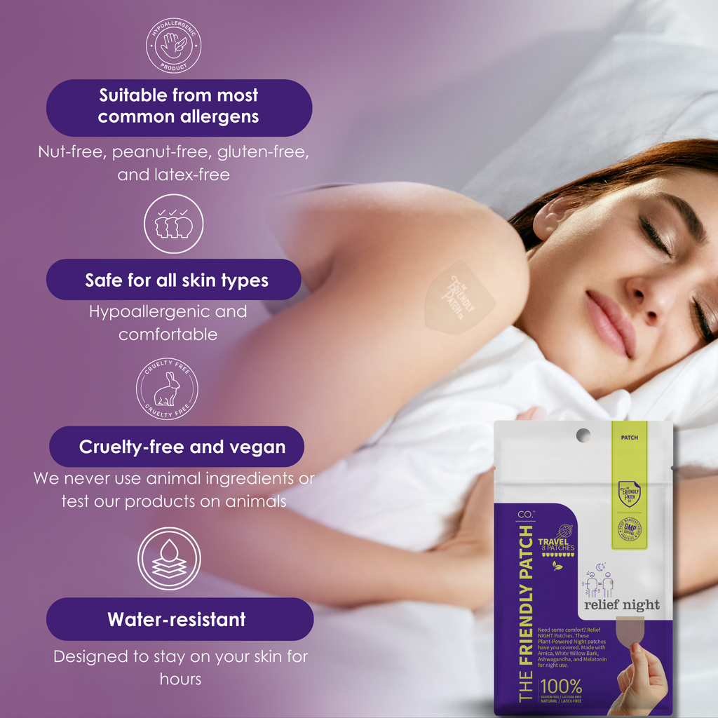 🌱Relief Night Patch - 8 pack Arnica, White Willow Bark, Melatonin for Soreness for sleep
