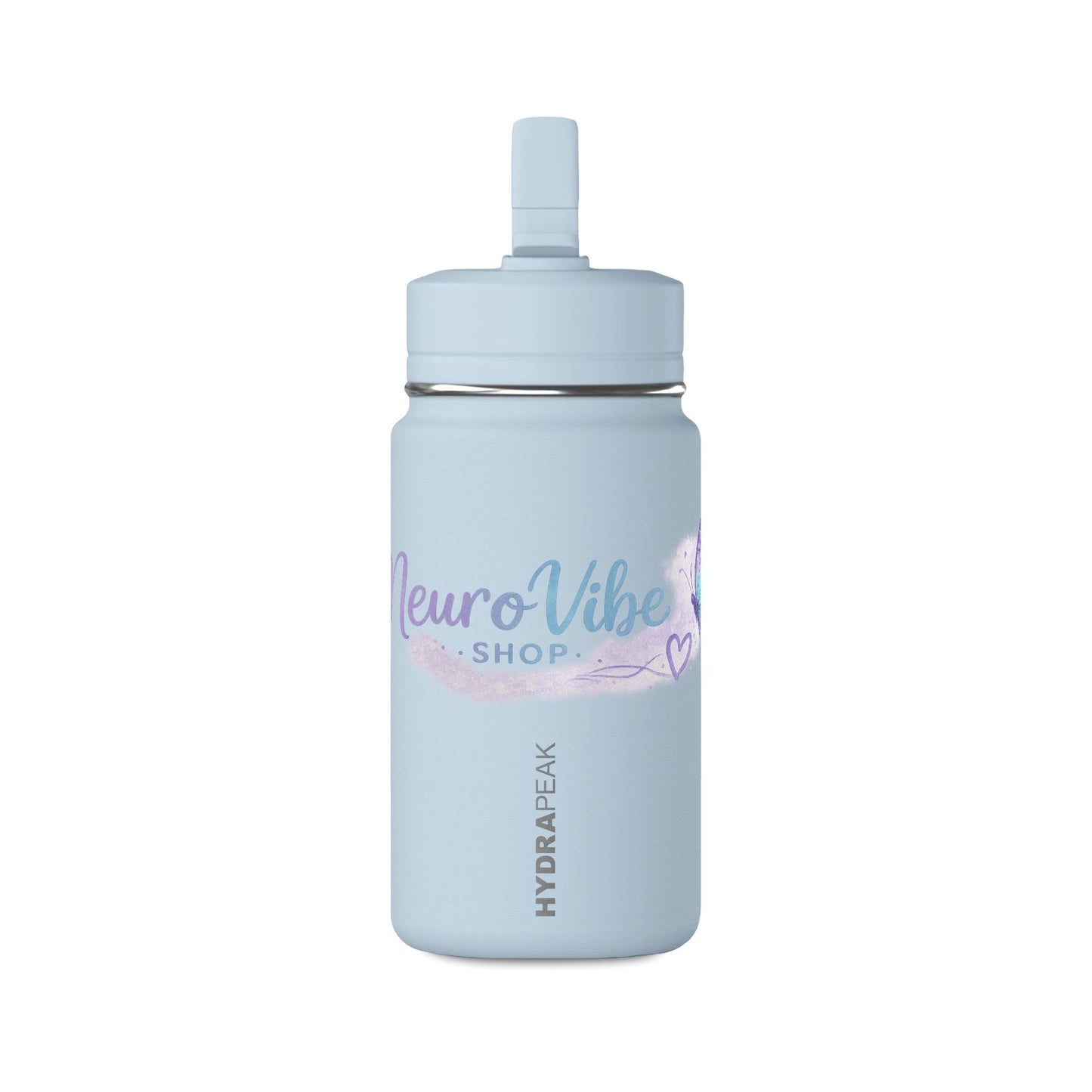 NeuroVibe Butterfly Mini Water Bottle | Kids Back-to-School Drink Bottle | Purple Teal School Hydration Bottle
