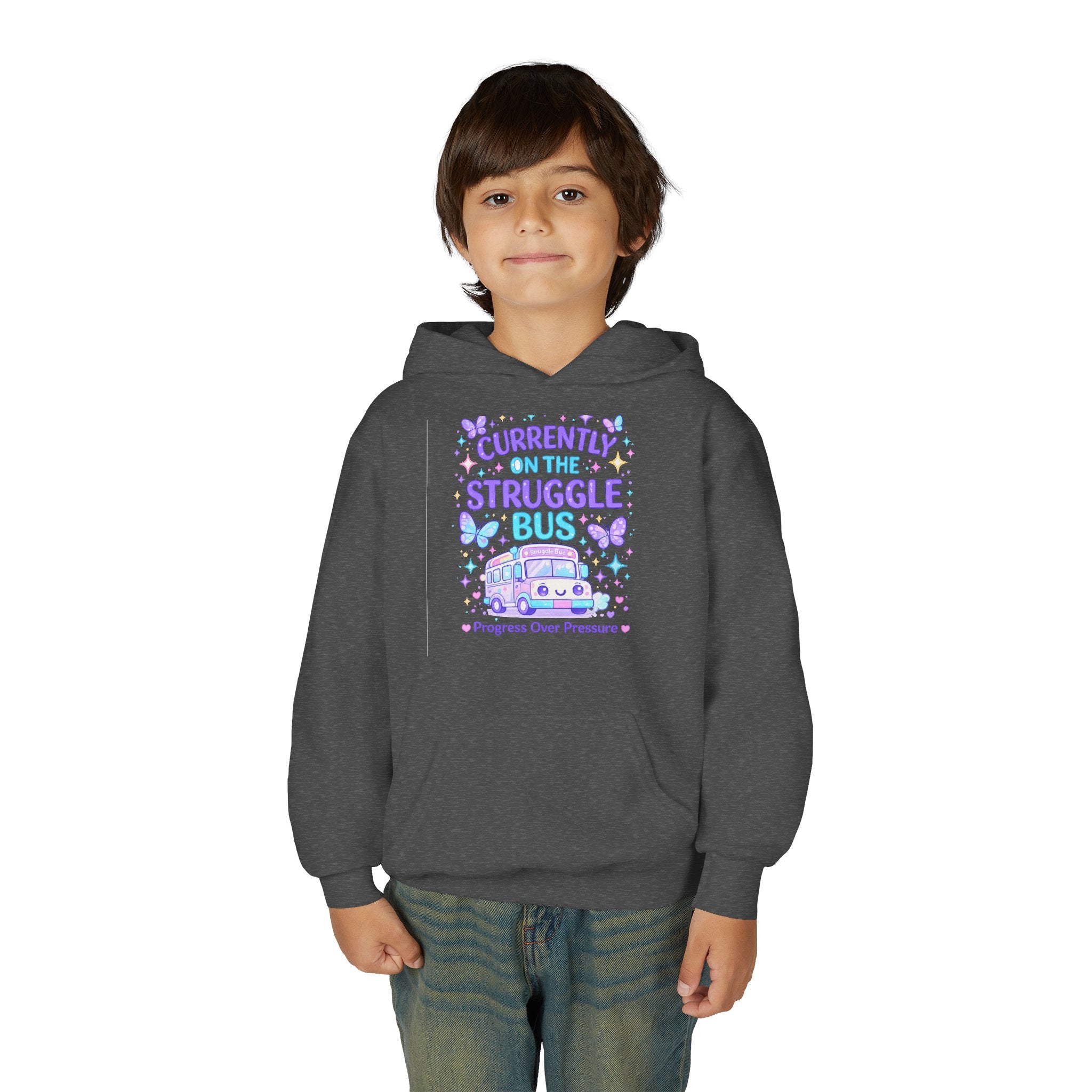 Currently on the Struggle Bus Youth Hoodie | NeuroVibe Shop™ Mental Health Awareness Hoodie