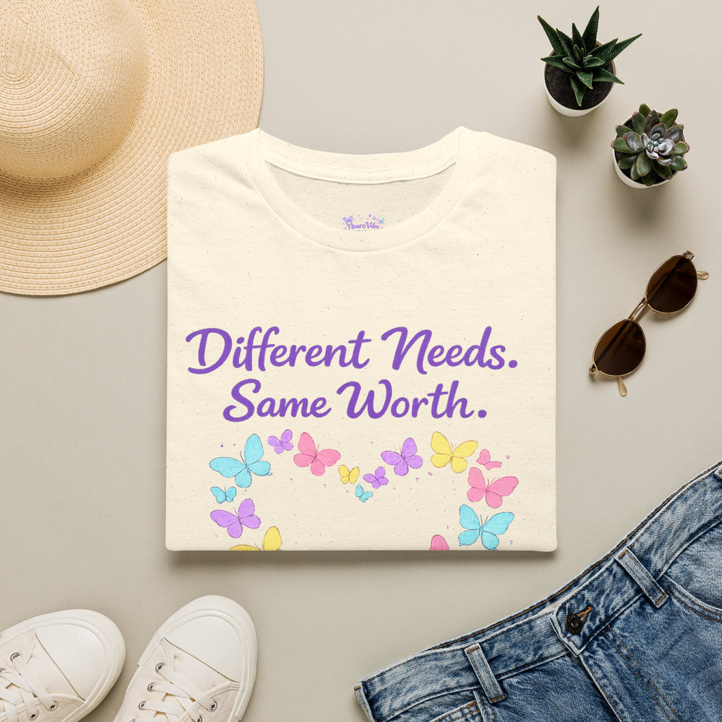 Different Needs Same Worth Shirt | Special Needs Awareness Tee | Neurodiversity Acceptance Butterfly T-Shirt