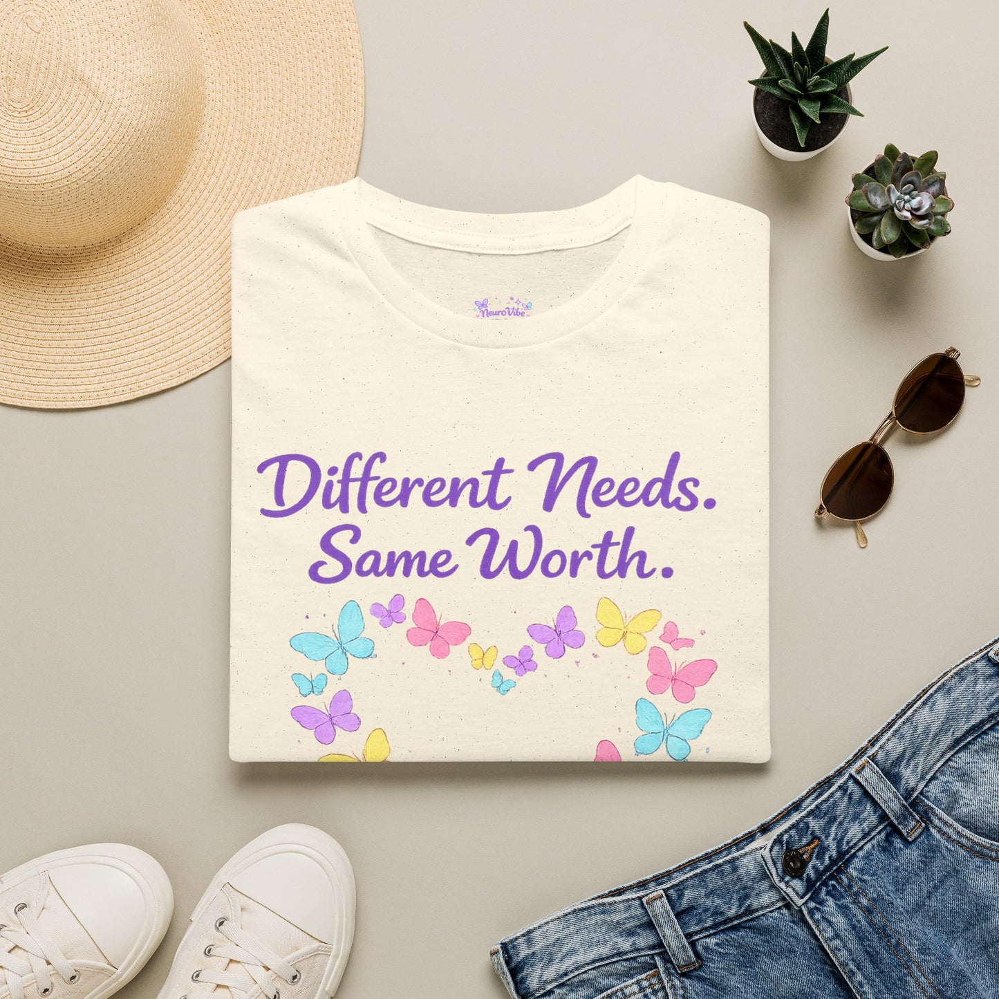 Different Needs Same Worth Shirt | Special Needs Awareness Tee | Neurodiversity Acceptance Butterfly T-Shirt