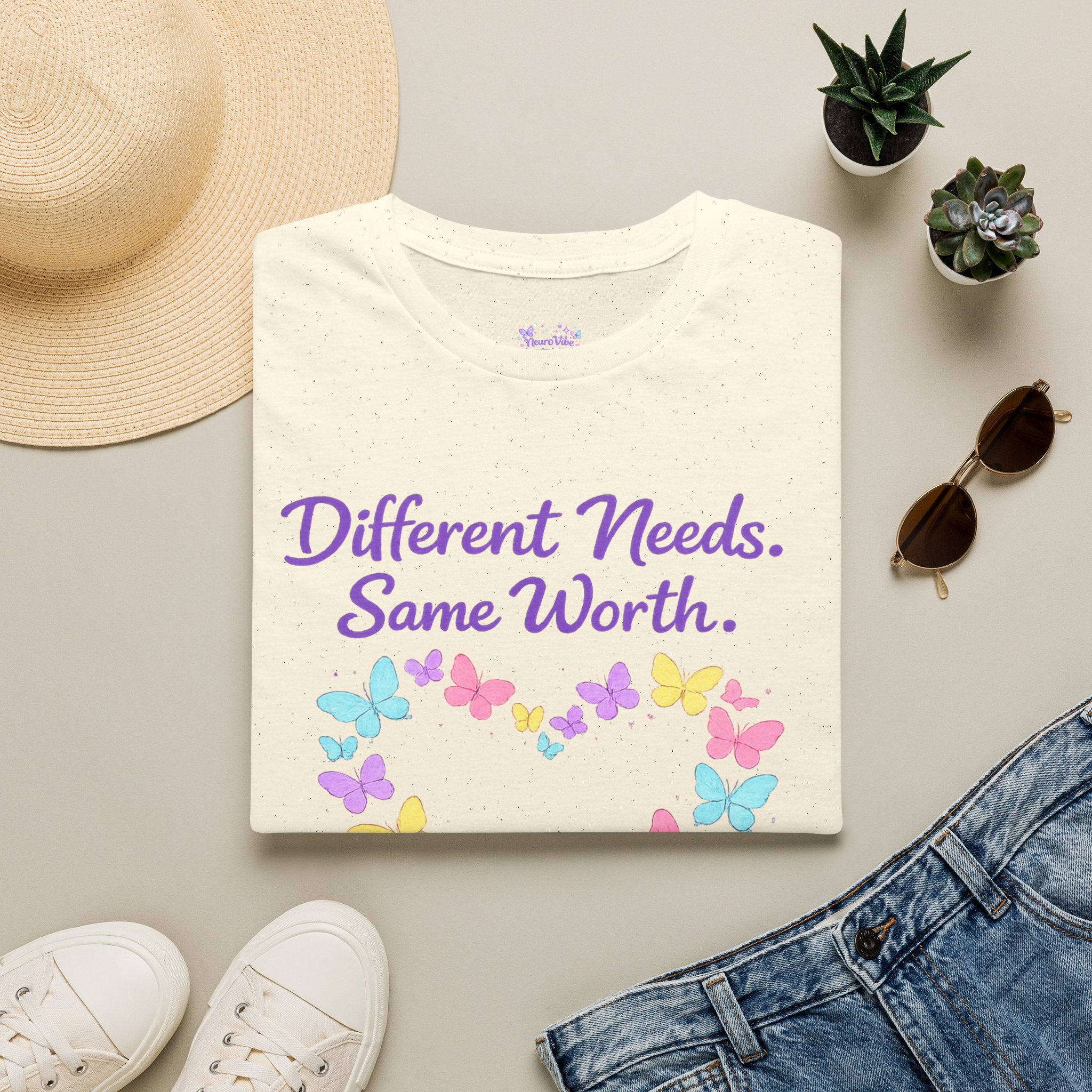 Different Needs Same Worth Shirt | Special Needs Awareness Tee | Neurodiversity Acceptance Butterfly T-Shirt