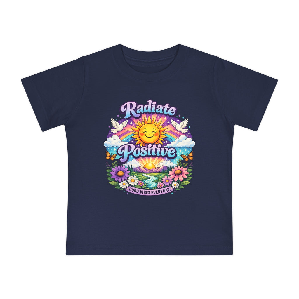 Radiate Positive Toddler T-Shirt – Purple Teal Sunshine Graphic Tee | Positive Vibes Kids Shirt | Inspirational Rainbow Toddler Clothing