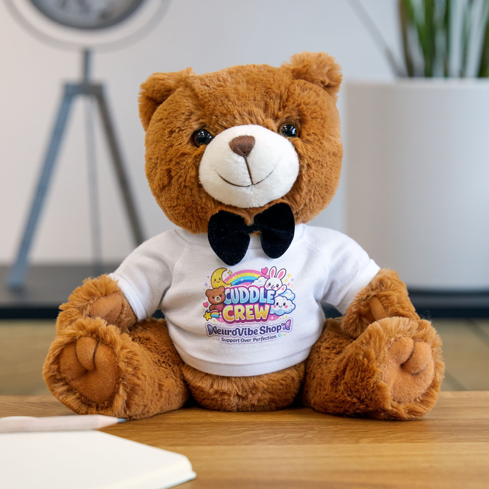 Cuddle Crew Teddy Bear – NeuroVibe Shop™ Plush Bear with Rainbow Bunny & Teddy Friendship Shirt