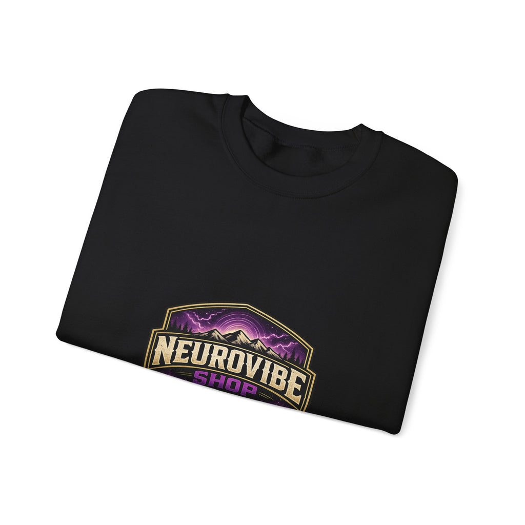 NeuroVibe Shop Ignite Your Mind Crewneck Sweatshirt | Purple Lightning Brain Graphic | Neurodiversity Awareness Pullover | Motivational Mental Health Apparel