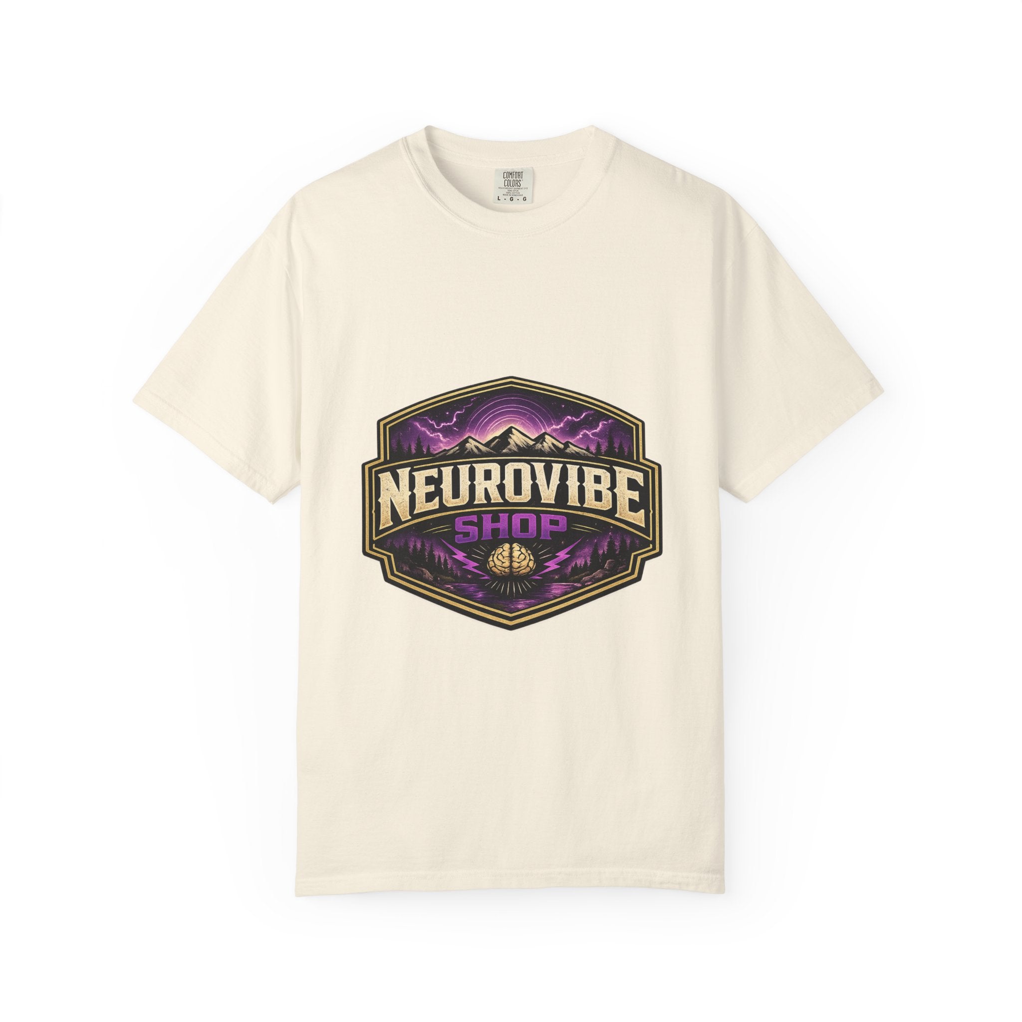 NeuroVibe Shop Ignite Your Mind T-Shirt | Purple Lightning Brain Graphic Tee | Neurodiversity Awareness Shirt | ADHD Autism Mental Health Support Apparel