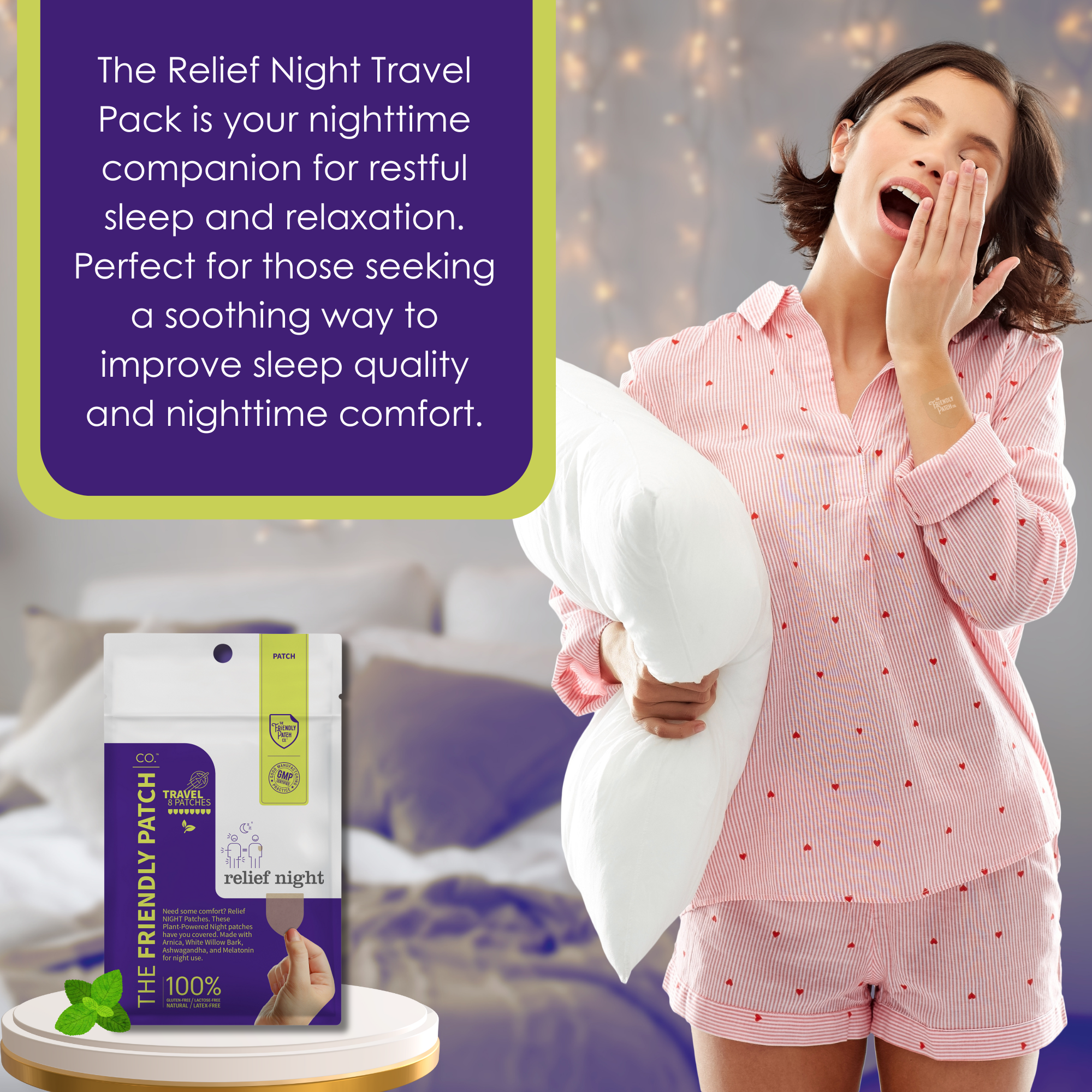 🌱Relief Night Patch - 8 pack Arnica, White Willow Bark, Melatonin for Soreness for sleep