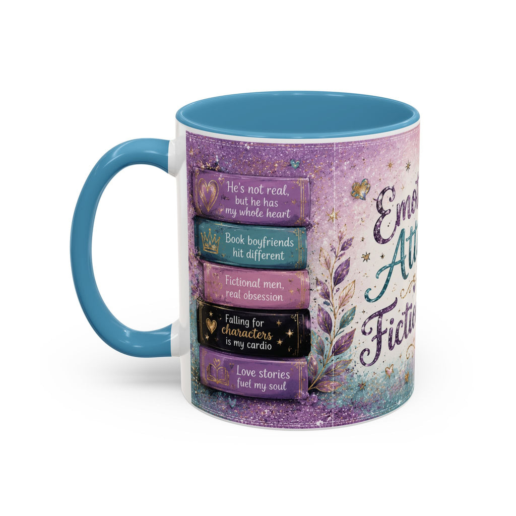 Emotionally Attached to Fictional Men Mug 💜 | Romance Reader Coffee Cup | NeuroVibe Shop™
