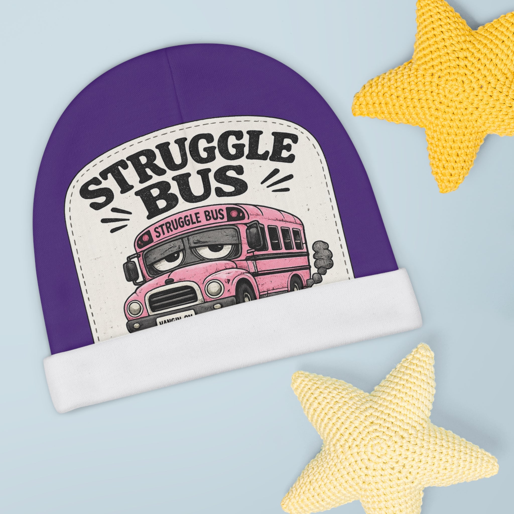 Baby Struggle Bus Beanie 💜 | Retro School Bus Infant Hat | NeuroVibe Shop™