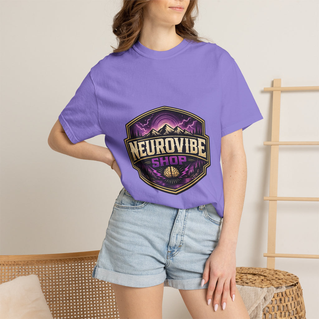 NeuroVibe Shop Ignite Your Mind T-Shirt | Purple Lightning Brain Graphic Tee | Neurodiversity Awareness Shirt | ADHD Autism Mental Health Support Apparel