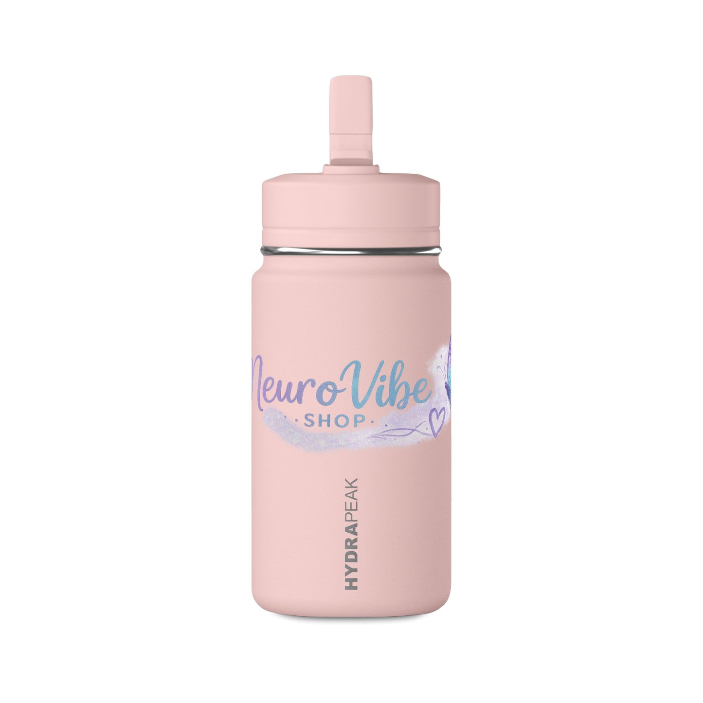 NeuroVibe Butterfly Mini Water Bottle | Kids Back-to-School Drink Bottle | Purple Teal School Hydration Bottle