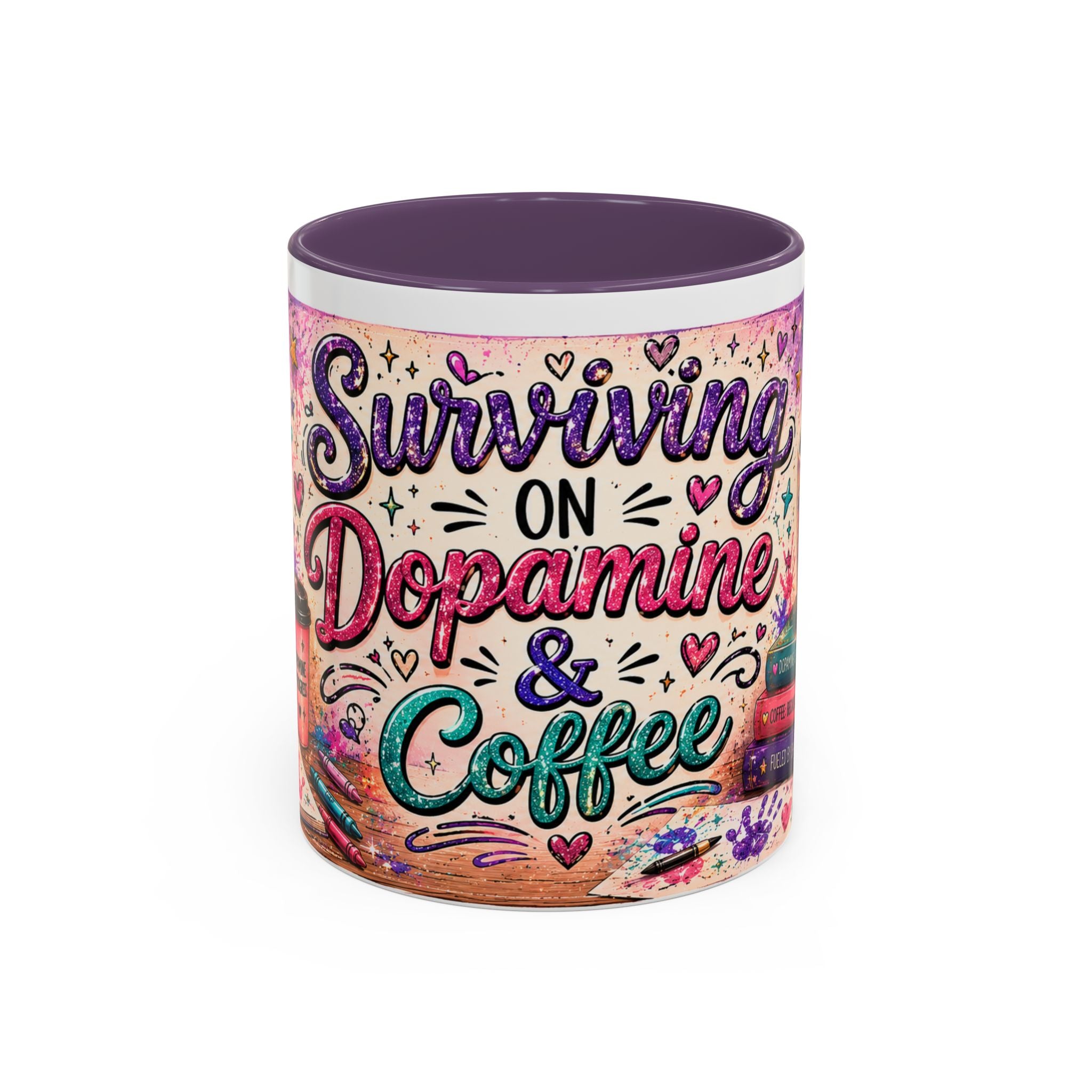 Surviving on Dopamine & Coffee Mug ☕ | Neurospicy Glitter Accent Cup | NeuroVibe Shop™
