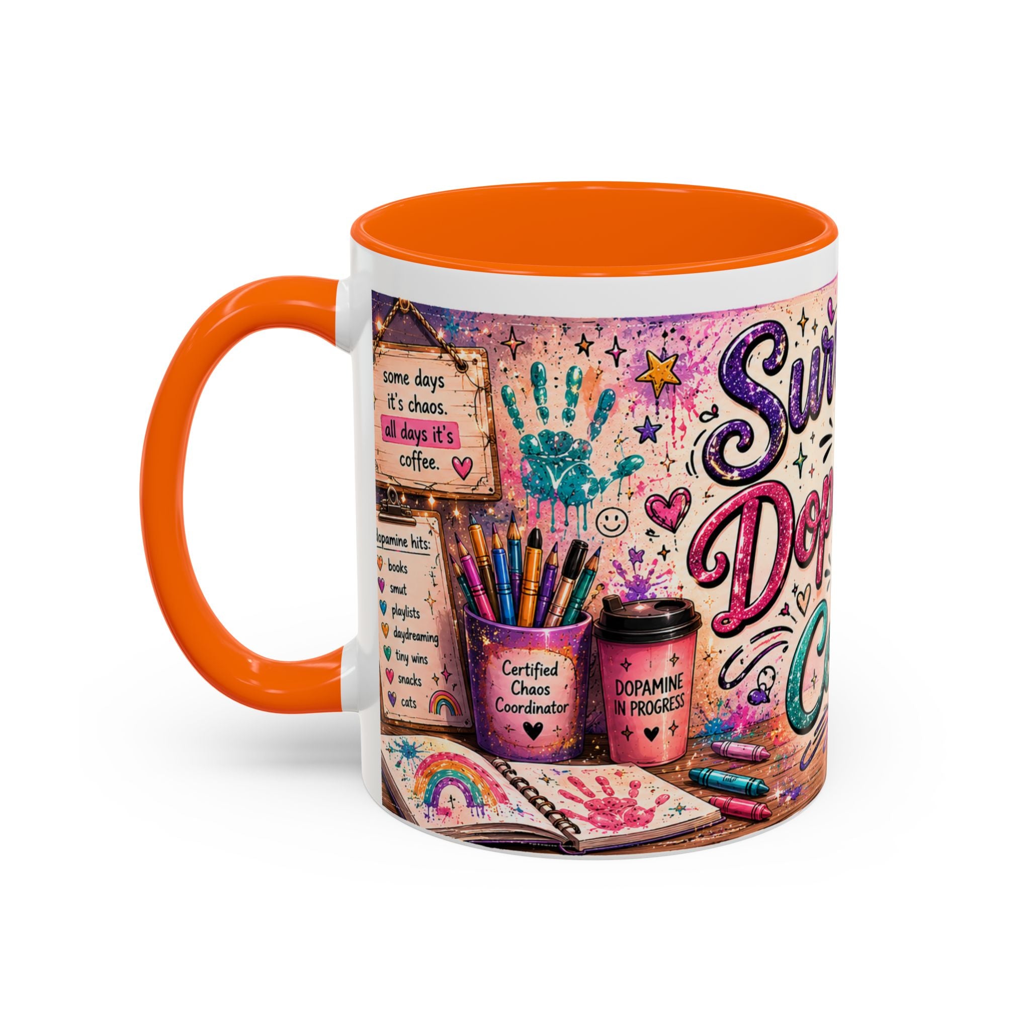 Surviving on Dopamine & Coffee Mug ☕ | Neurospicy Glitter Accent Cup | NeuroVibe Shop™