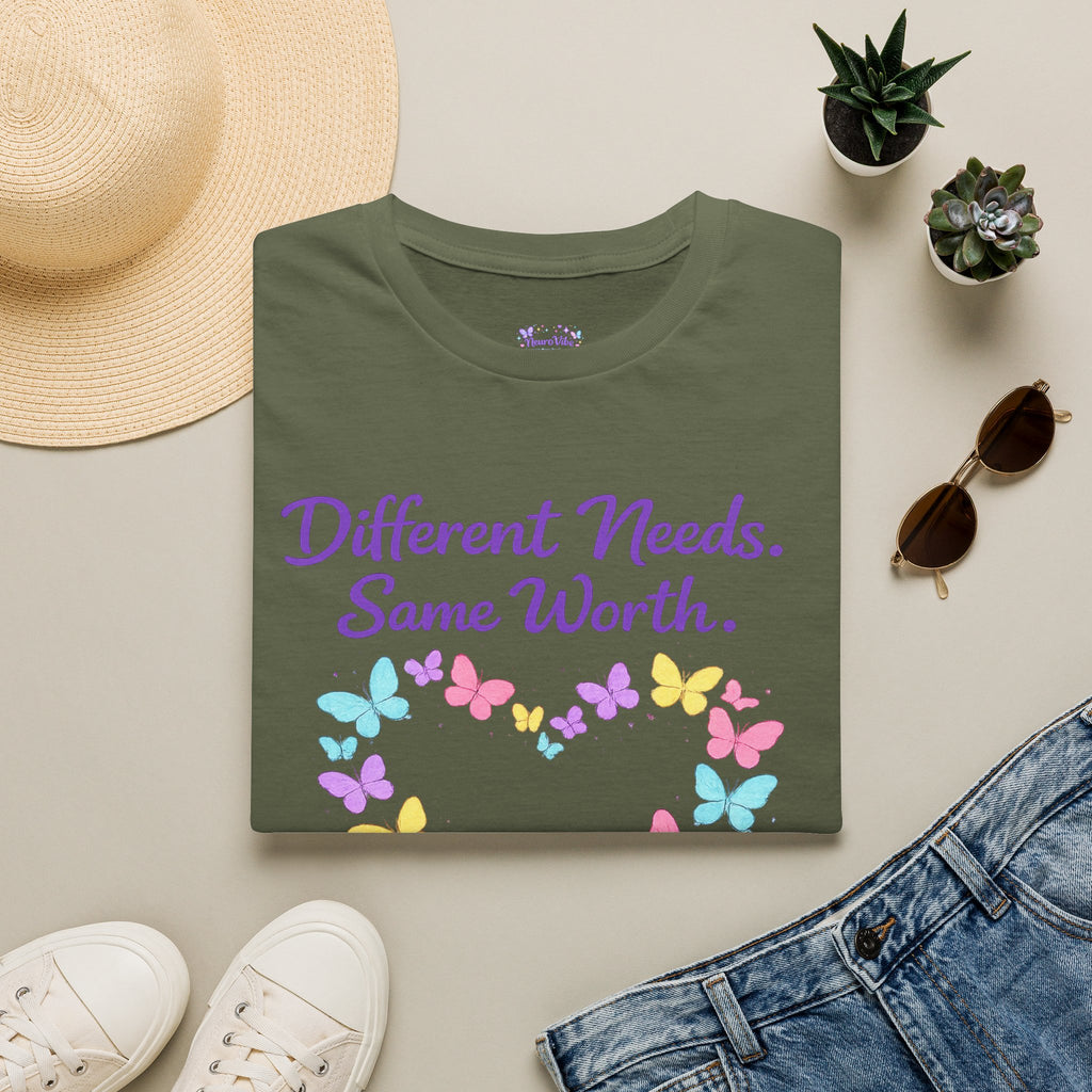 Different Needs Same Worth Shirt | Special Needs Awareness Tee | Neurodiversity Acceptance Butterfly T-Shirt