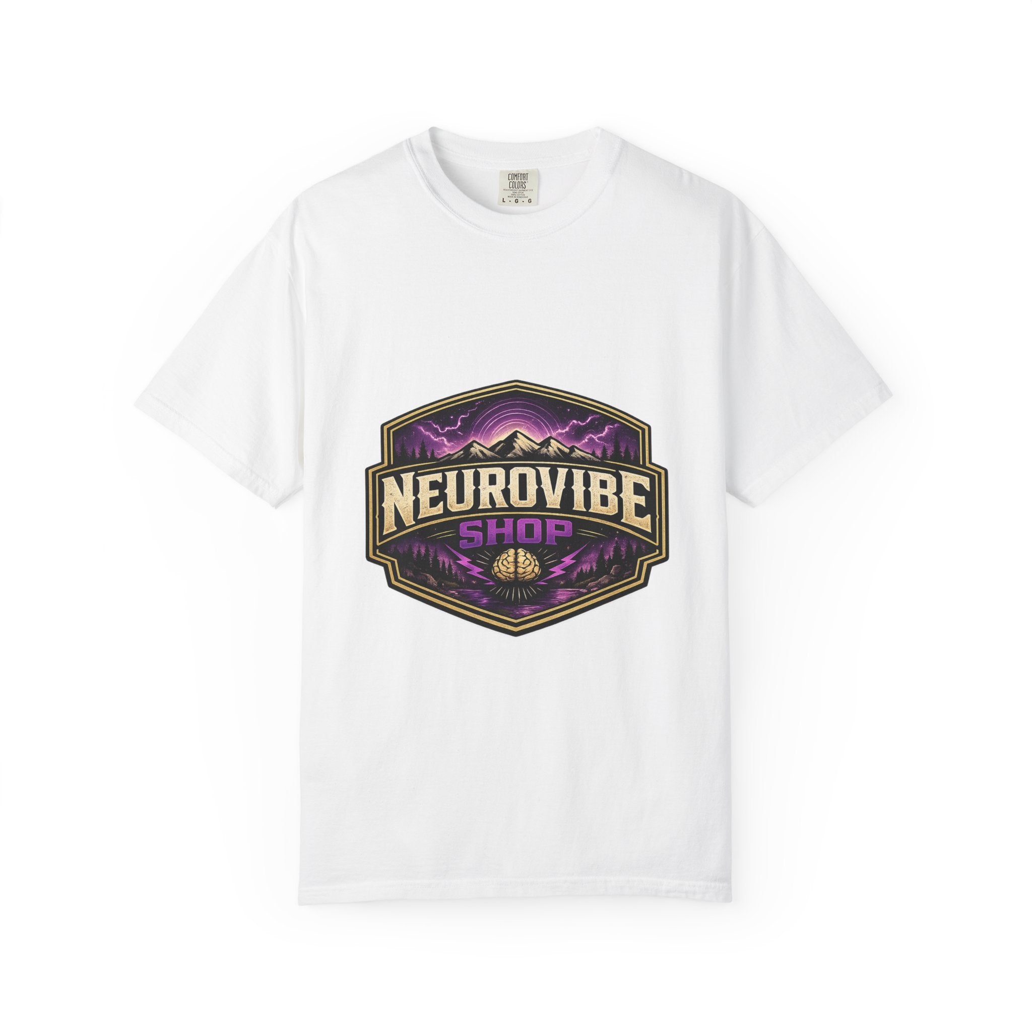 NeuroVibe Shop Ignite Your Mind T-Shirt | Purple Lightning Brain Graphic Tee | Neurodiversity Awareness Shirt | ADHD Autism Mental Health Support Apparel