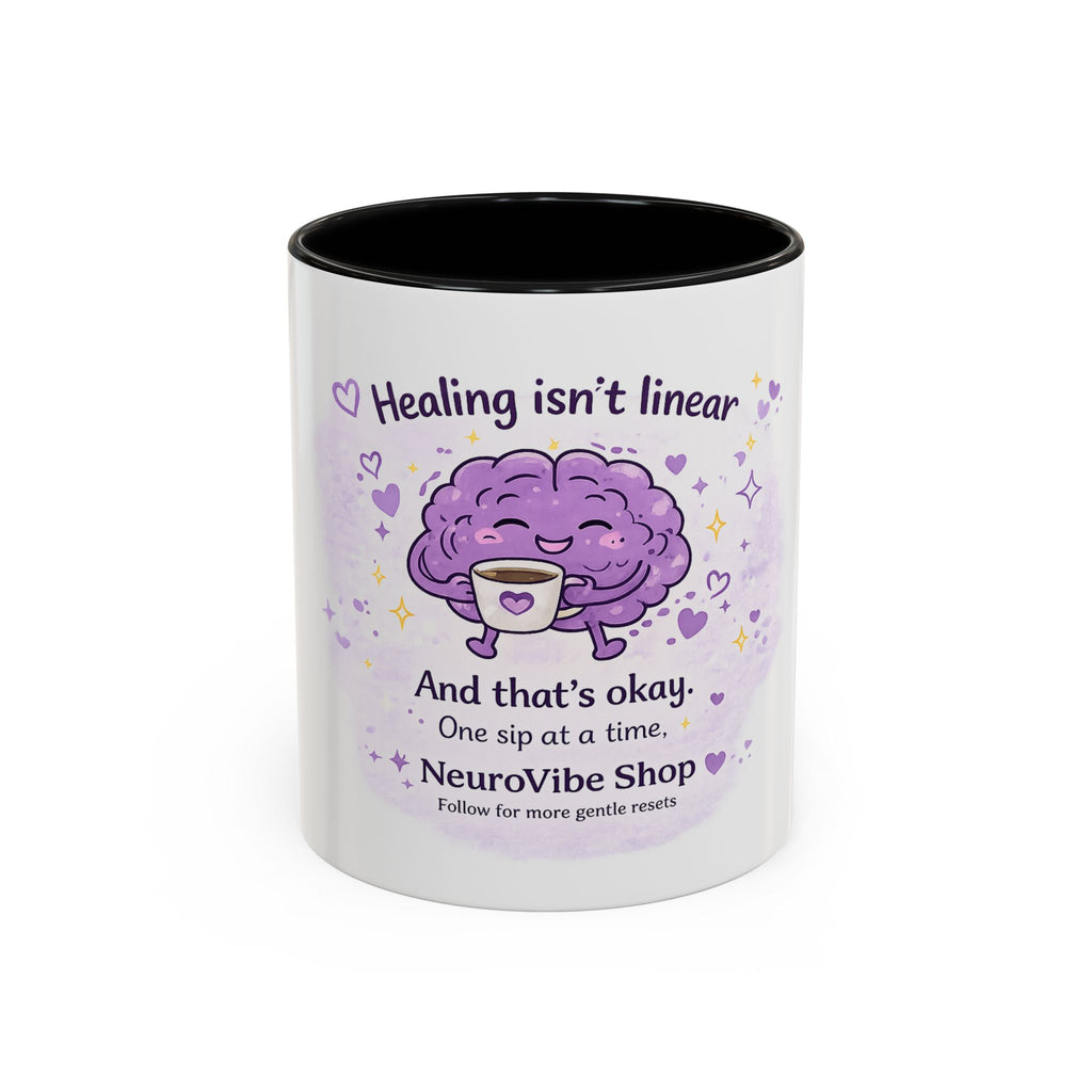 Healing Isn't Linear Coffee Mug | Cute Brain Tea/Coffee Cup, Mental Health Support Gift | NeuroVibe Shop™