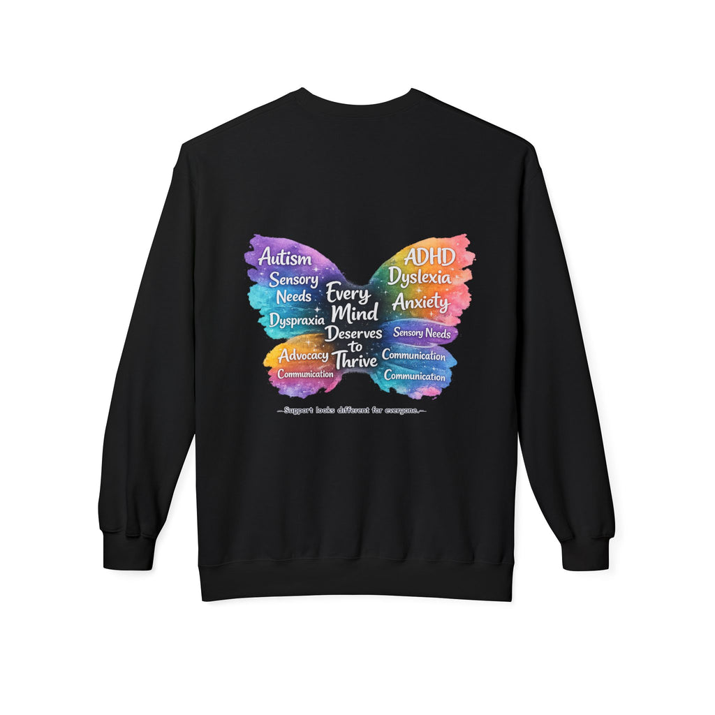 Different Needs Same Worth Crewneck | Special Needs Awareness Sweatshirt | Neurodiversity Acceptance Butterfly Sweatshirt | Inclusion Support Sweatshirt