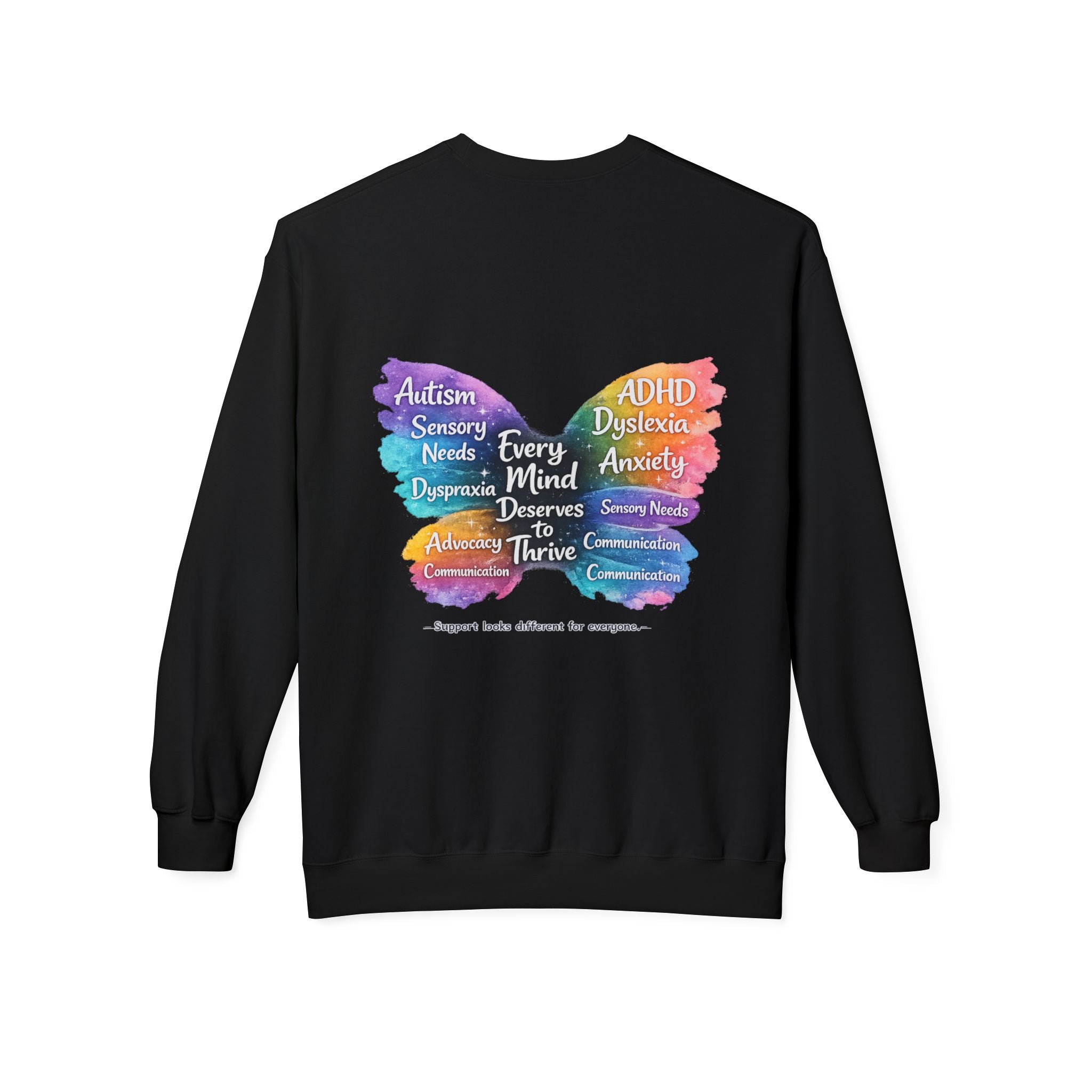 Different Needs Same Worth Crewneck | Special Needs Awareness Sweatshirt | Neurodiversity Acceptance Butterfly Sweatshirt | Inclusion Support Sweatshirt