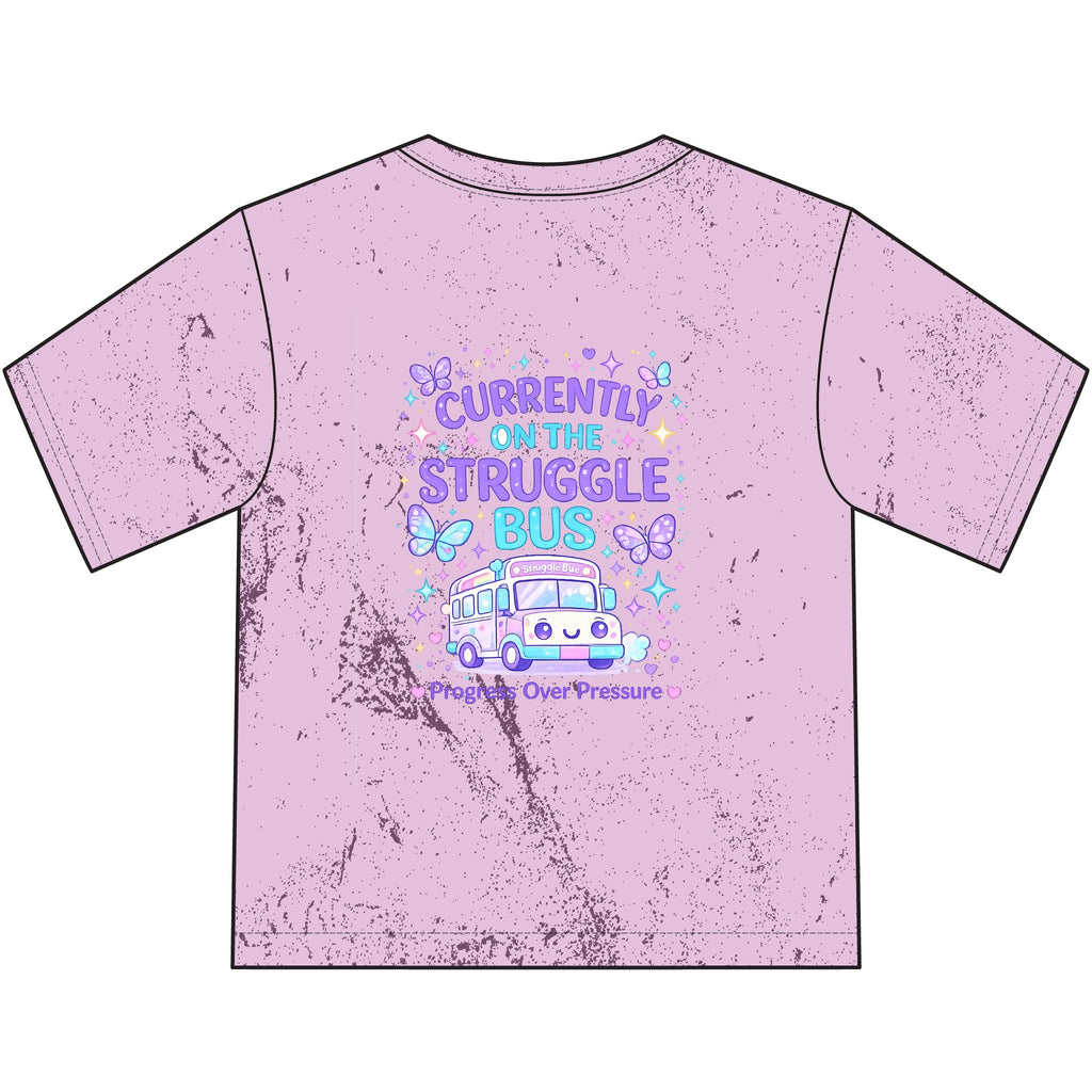 Cuddle Crew Youth T-Shirt | Currently on the Struggle Bus Back Print | NeuroVibe Shop™ Kids Mental Health Tee