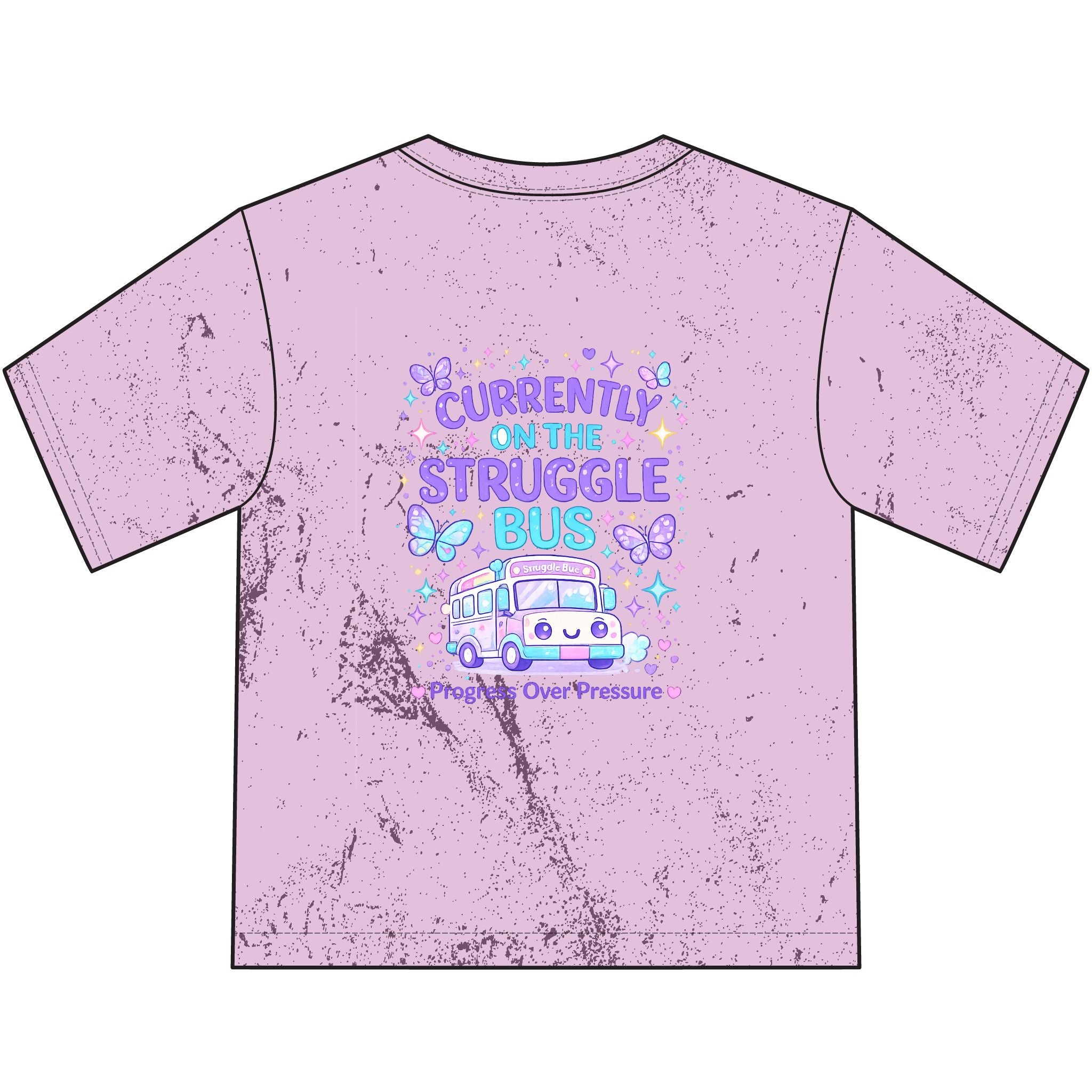 Cuddle Crew Youth T-Shirt | Currently on the Struggle Bus Back Print | NeuroVibe Shop™ Kids Mental Health Tee