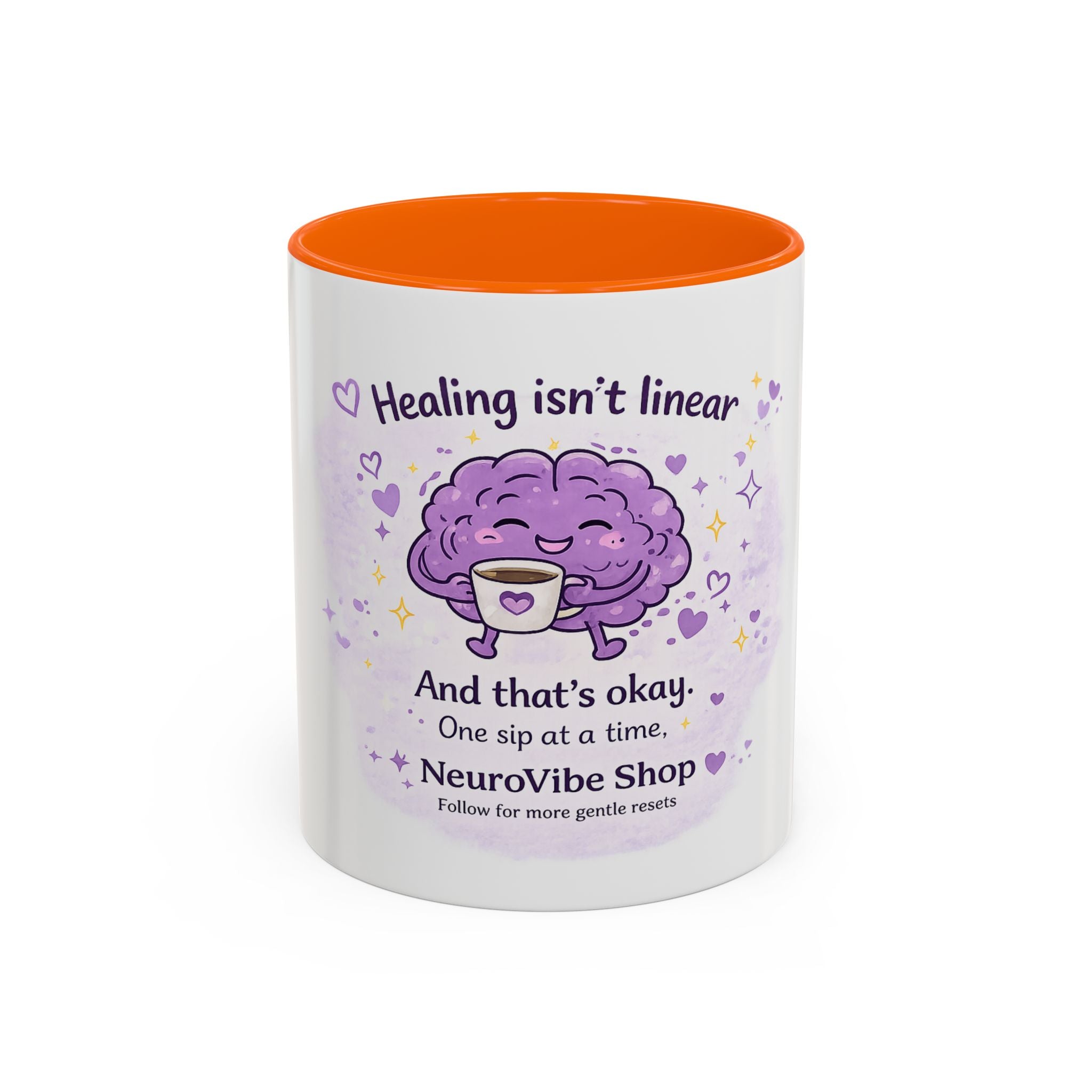 Healing Isn't Linear Coffee Mug | Cute Brain Tea/Coffee Cup, Mental Health Support Gift | NeuroVibe Shop™