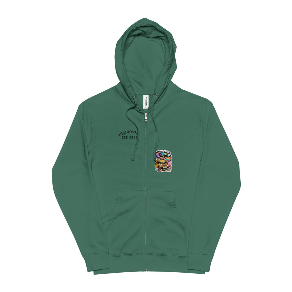Vintage NeuroVibe Zip-Up Hoodie — Retro Graphic Back Print | NeuroVibe Shop™