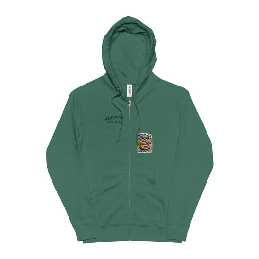 Vintage NeuroVibe Zip-Up Hoodie — Retro Graphic Back Print | NeuroVibe Shop™