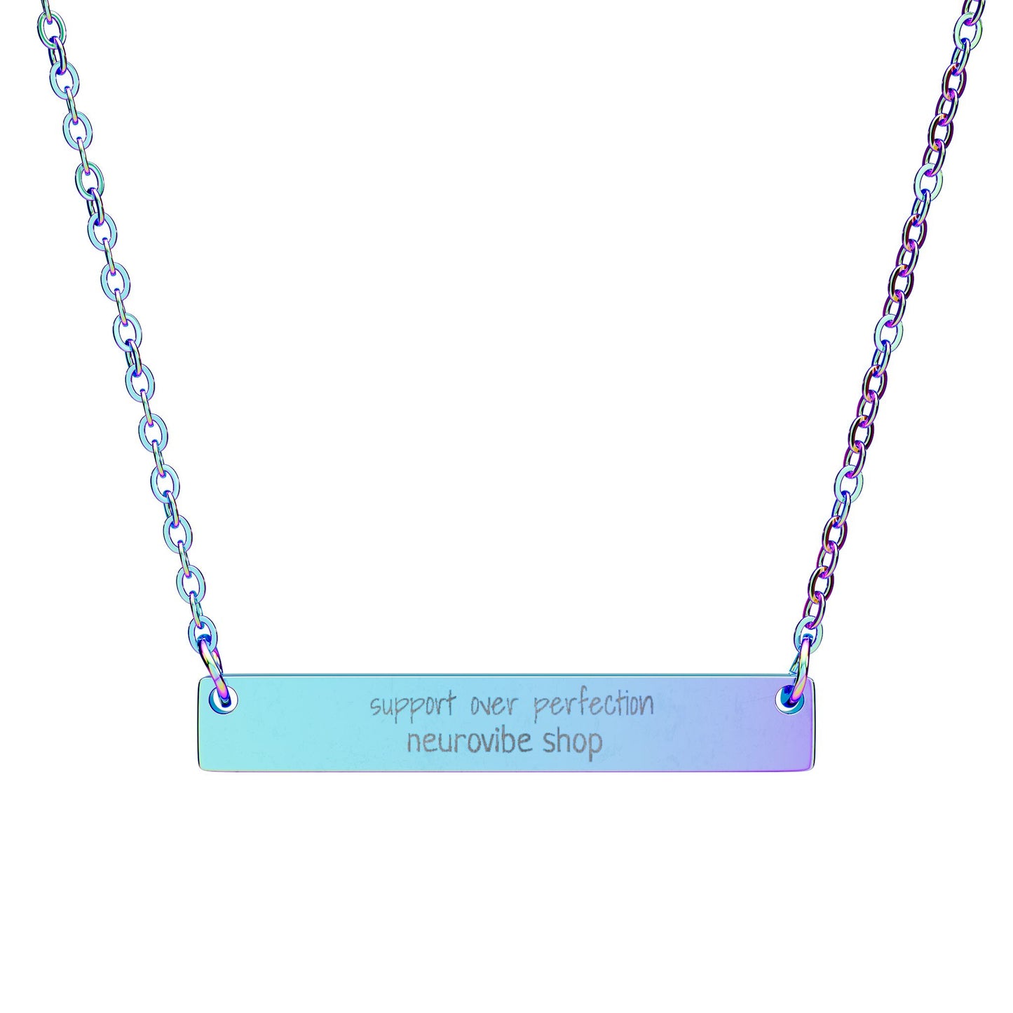 NeuroVibe Support Over Perfection Necklace Charm | Butterfly Mental Health Jewelry | Neurodiversity Gift | Inspirational Engraved Pendant