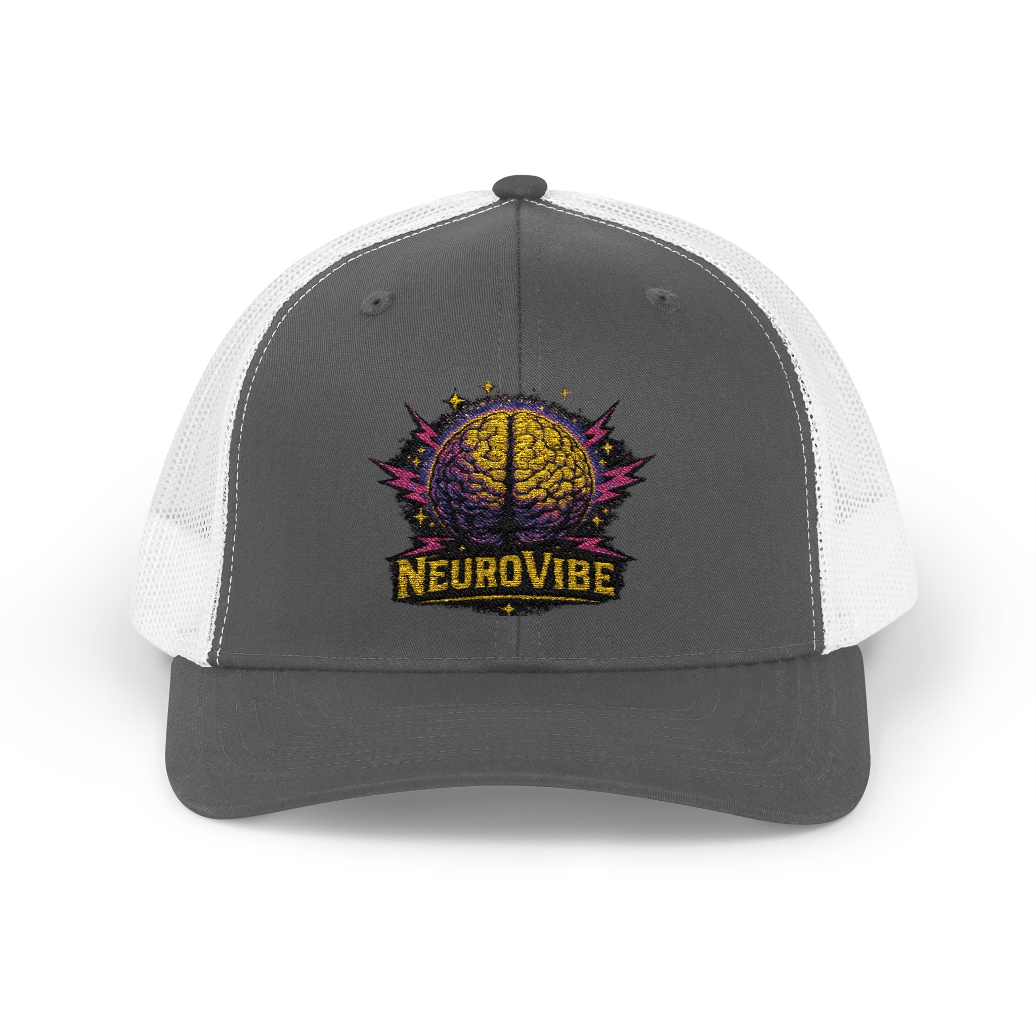 NeuroVibe Shop Retro Patch Hat – Purple Galaxy Mountain Logo Cap, Neurodiversity Awareness Hat, ADHD Autism Support Apparel, Vintage Outdoor Style Gift
