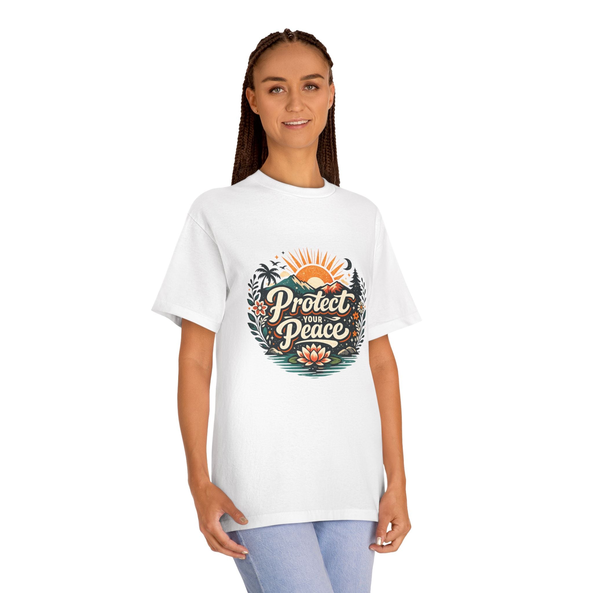 Protect Your Peace Tee 🌸 | Lotus Relaxation Graphic Tee | NeuroVibe Shop™