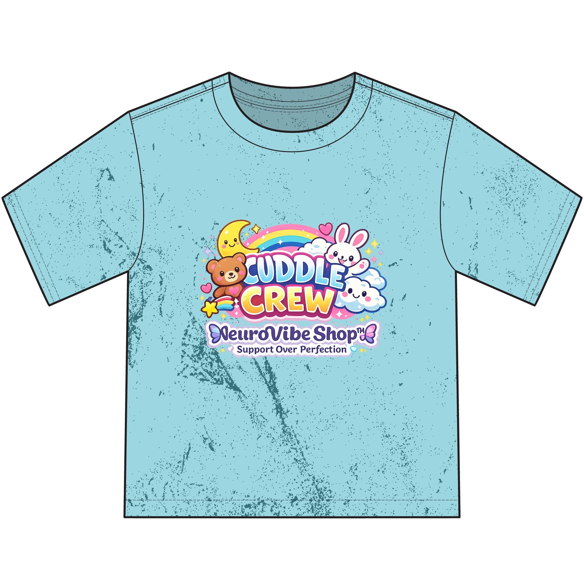 Cuddle Crew Youth T-Shirt | Currently on the Struggle Bus Back Print | NeuroVibe Shop™ Kids Mental Health Tee