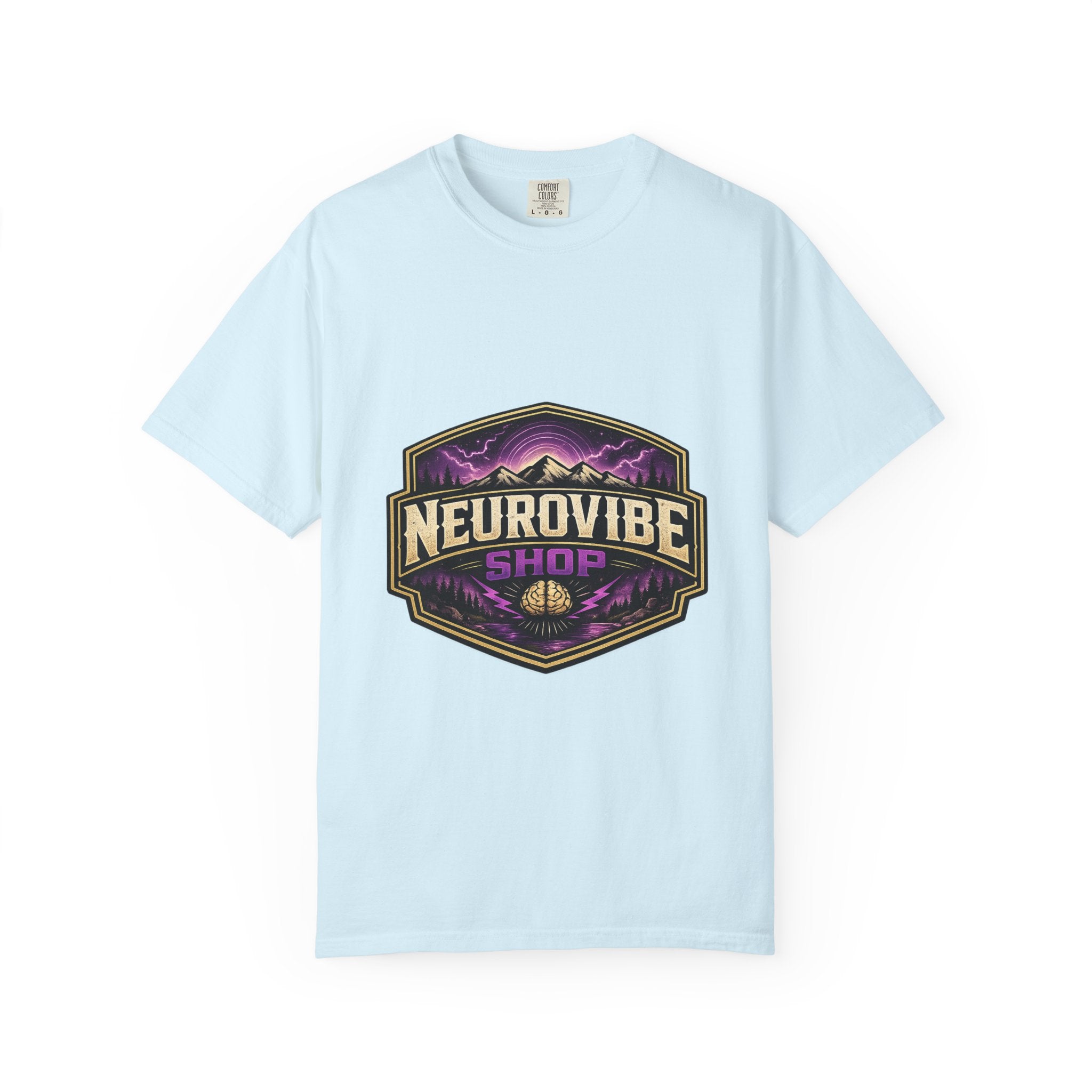 NeuroVibe Shop Ignite Your Mind T-Shirt | Purple Lightning Brain Graphic Tee | Neurodiversity Awareness Shirt | ADHD Autism Mental Health Support Apparel