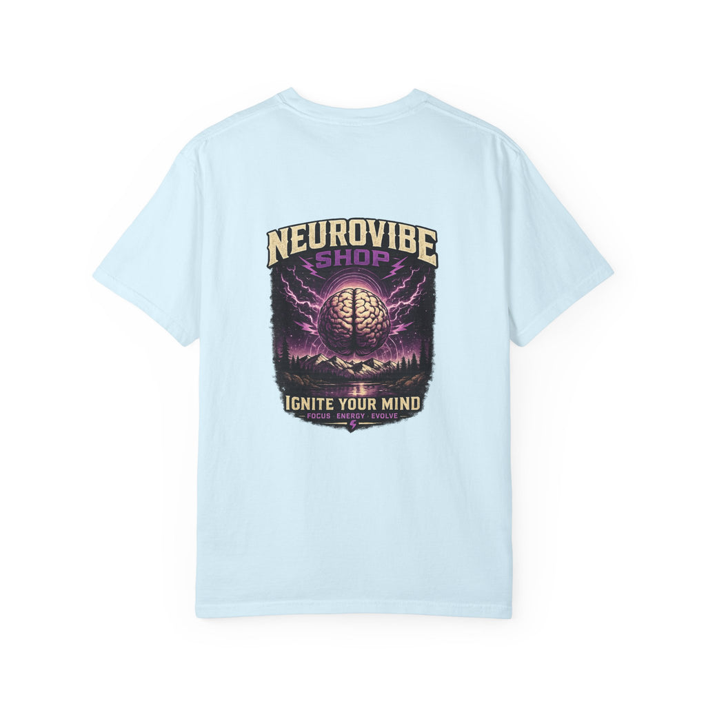 NeuroVibe Shop Ignite Your Mind T-Shirt | Purple Lightning Brain Graphic Tee | Neurodiversity Awareness Shirt | ADHD Autism Mental Health Support Apparel