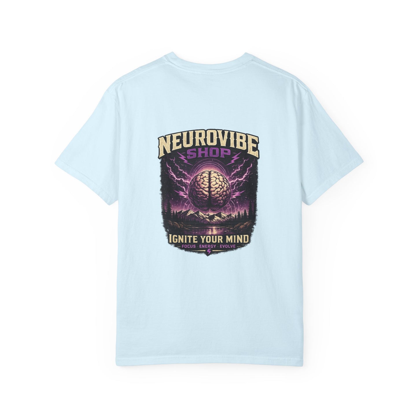 NeuroVibe Shop Ignite Your Mind T-Shirt | Purple Lightning Brain Graphic Tee | Neurodiversity Awareness Shirt | ADHD Autism Mental Health Support Apparel