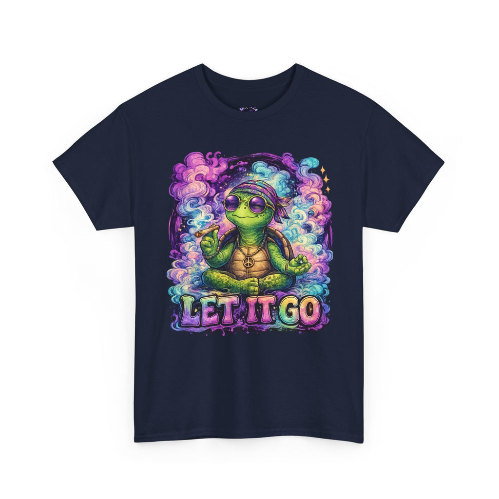 Let It Go Turtle T-Shirt | Chill Turtle Graphic Tee | Retro Hippie Turtle Shirt | Positive Vibes Relaxation Tee | Colorful Smoke Art Shirt