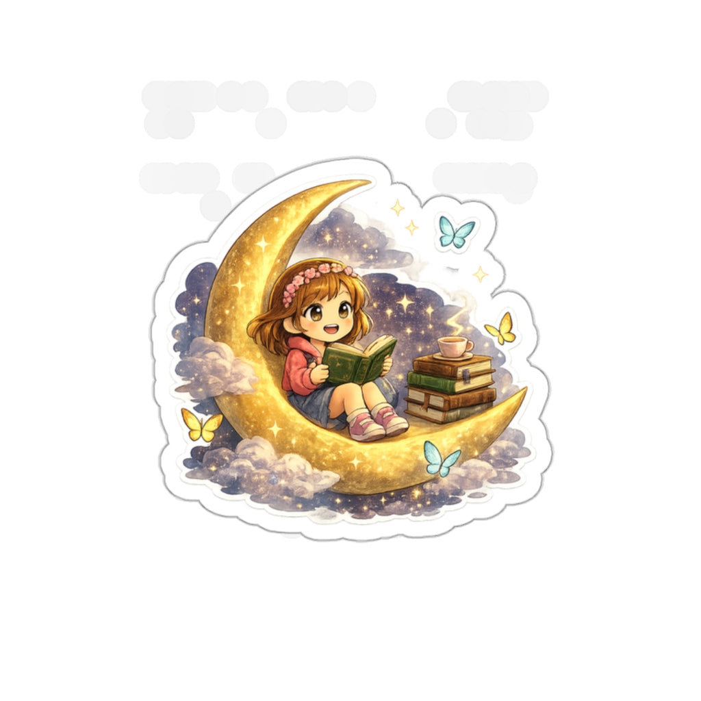 Book Lover Lyra Sticker | Reading Moon Girl Sticker | NeuroVibe Stories Collection | Children’s Book Character