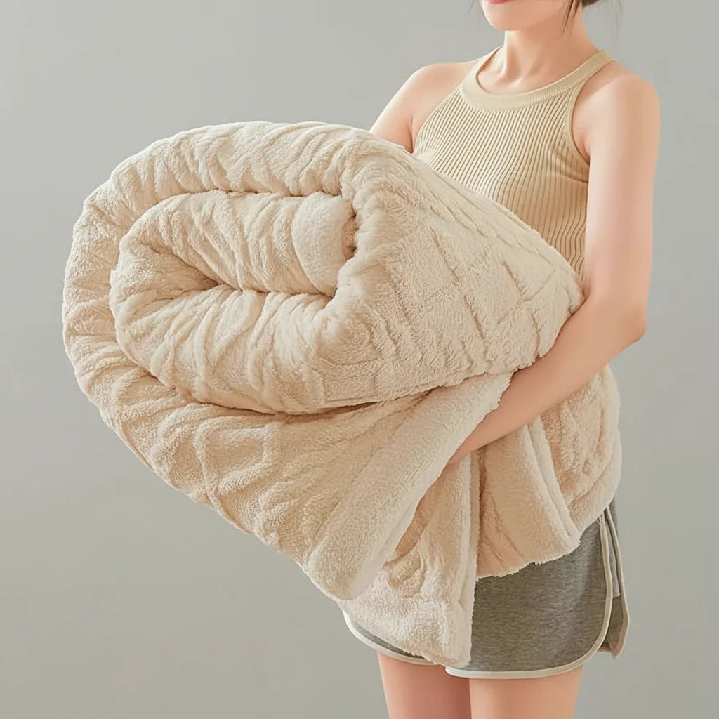 Jacquard Sherpa Weighted Blanket – 6.6 lb Soft Faux Rabbit Fur Throw