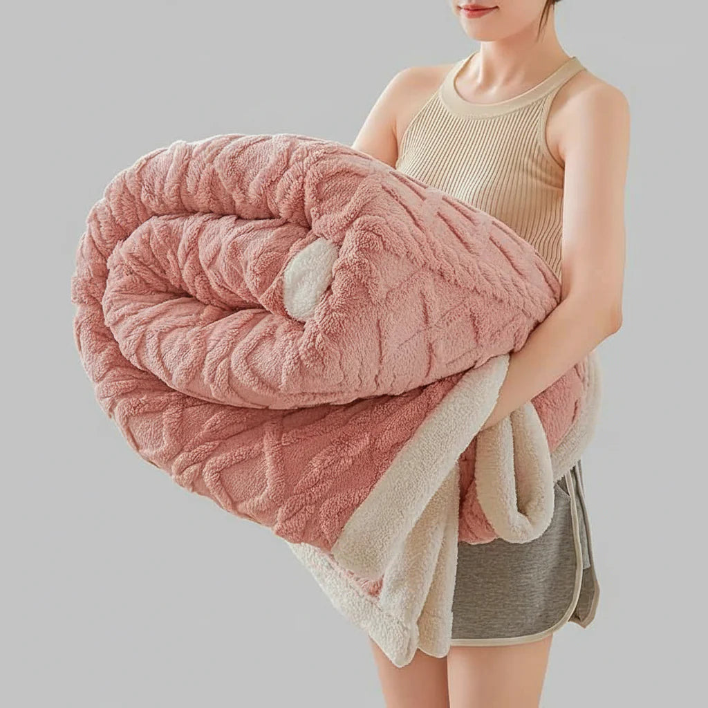 Jacquard Sherpa Weighted Blanket – 6.6 lb Soft Faux Rabbit Fur Throw