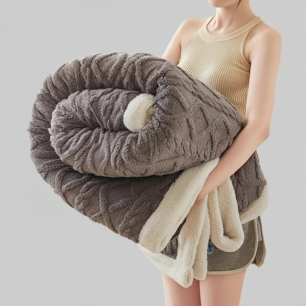 Jacquard Sherpa Weighted Blanket – 6.6 lb Soft Faux Rabbit Fur Throw