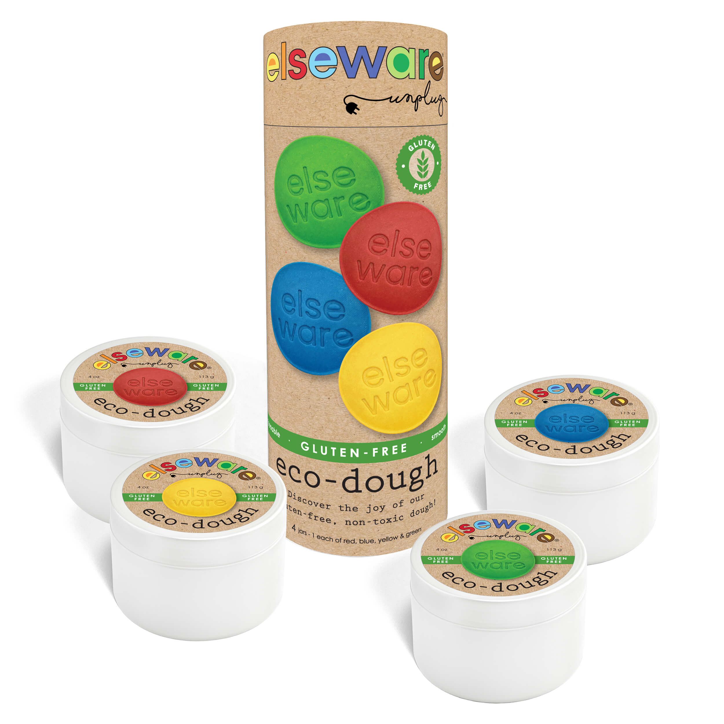 🍎Eco-Dough 4pk GLUTEN FREE – Natural, Non-Toxic Sensory Toy