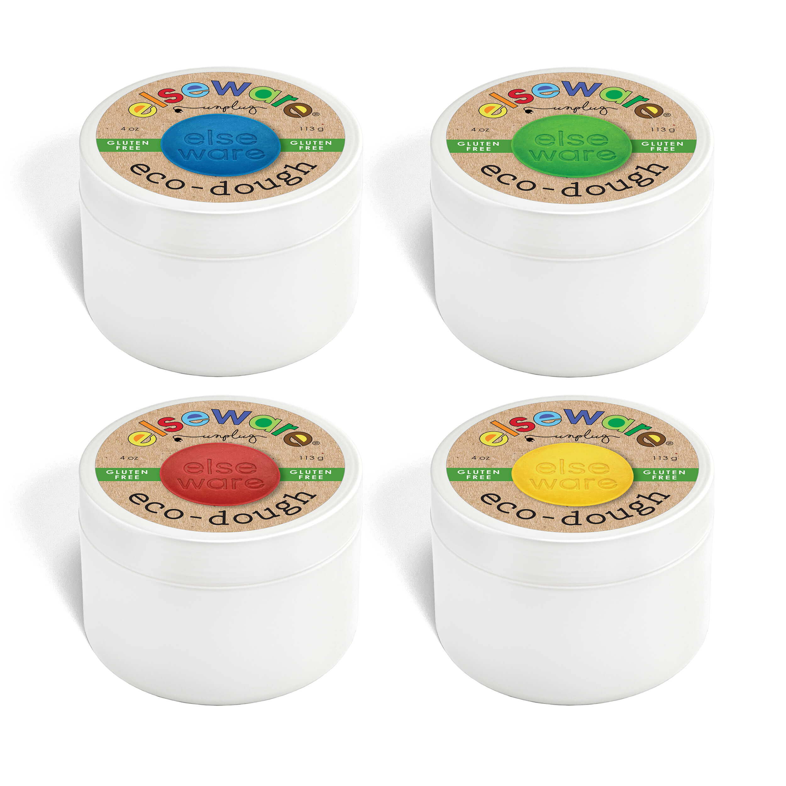 🍎Eco-Dough 4pk GLUTEN FREE – Natural, Non-Toxic Sensory Toy