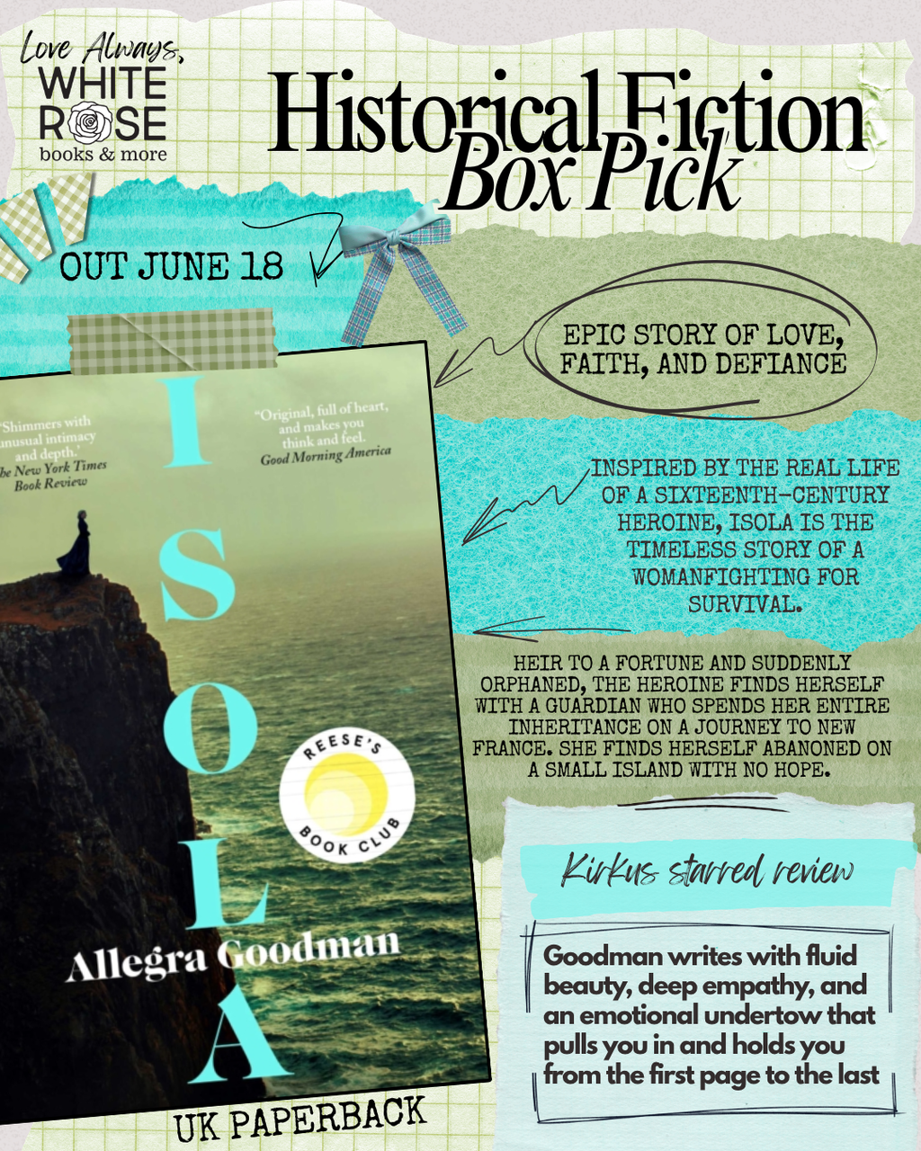 Historical Fiction Subscription Box: JUNE Selection: Isola by Allegra Goodman