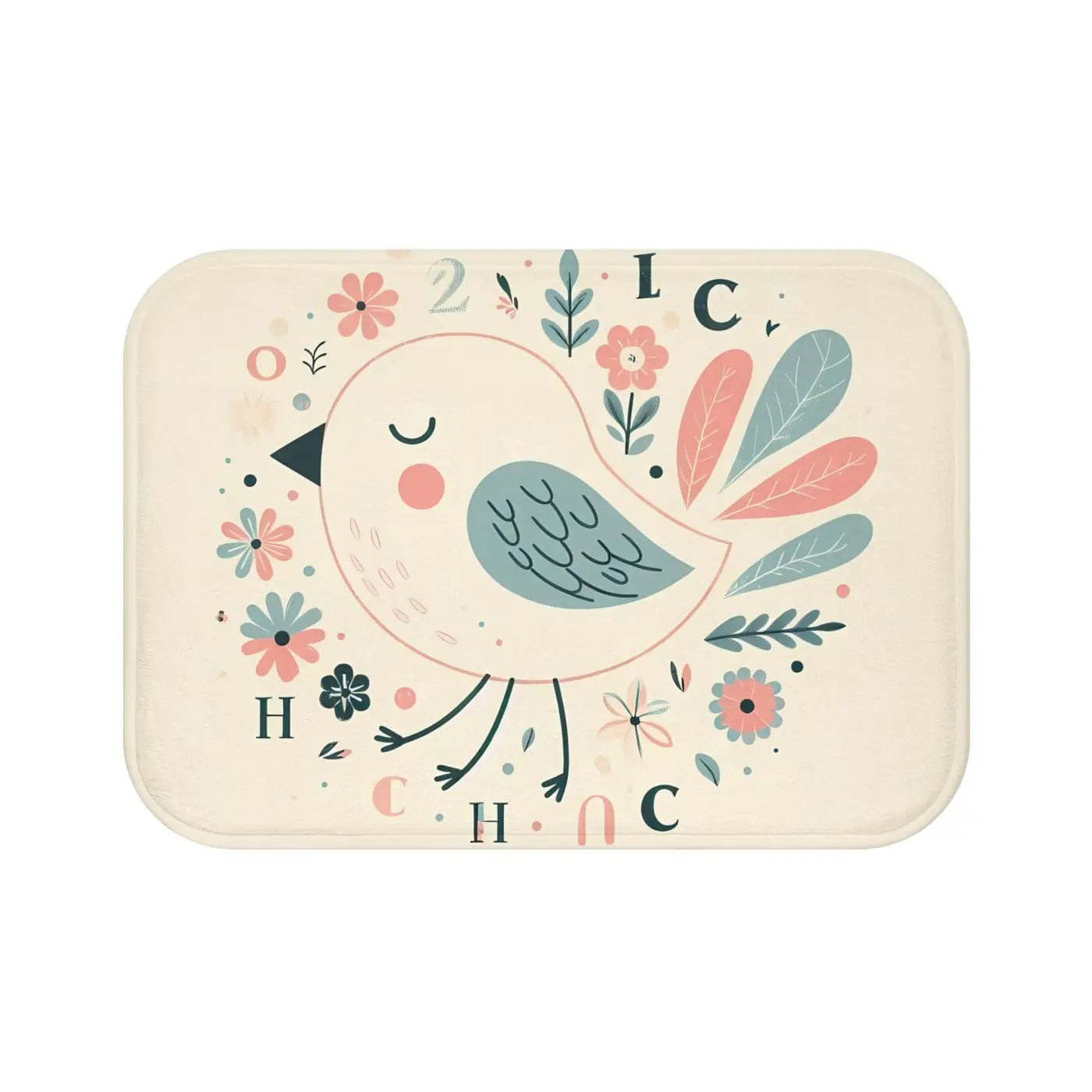 Pastel Flowers Microfiber Bath Mat - Memory Foam - Dipaliz