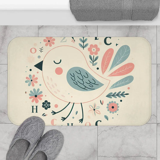 Pastel Flowers Microfiber Bath Mat - Memory Foam - Dipaliz