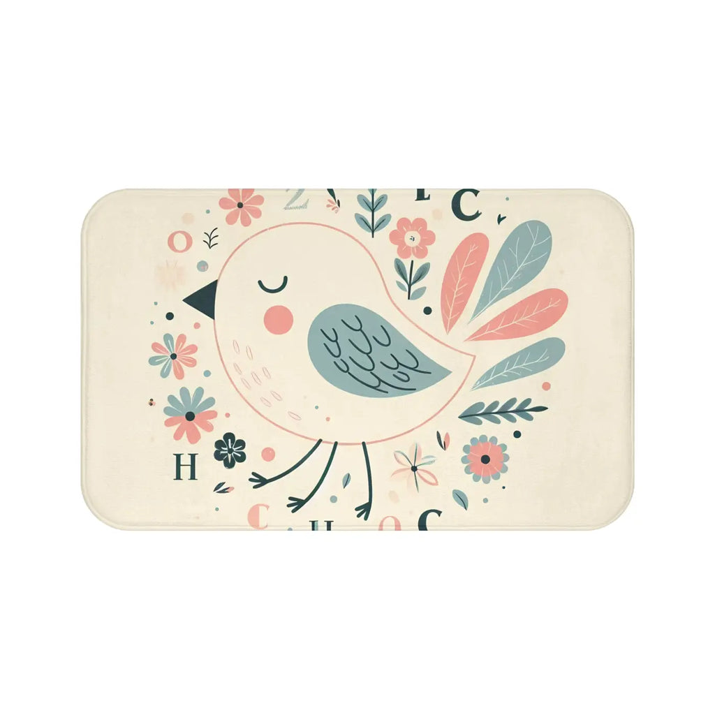 Pastel Flowers Microfiber Bath Mat - Memory Foam - Dipaliz
