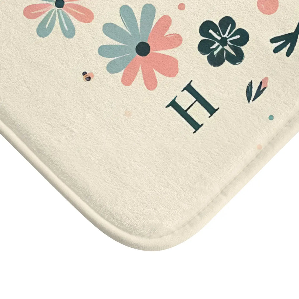 Pastel Flowers Microfiber Bath Mat - Memory Foam - Dipaliz
