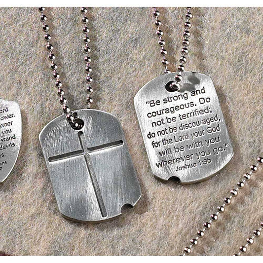 ✨Dogtag Cross Necklace| Joshua 1:9