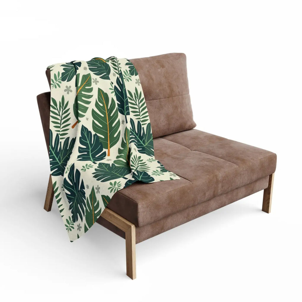 Nature Calm 🌿 | Green Leaves Cozy Fleece Blanket