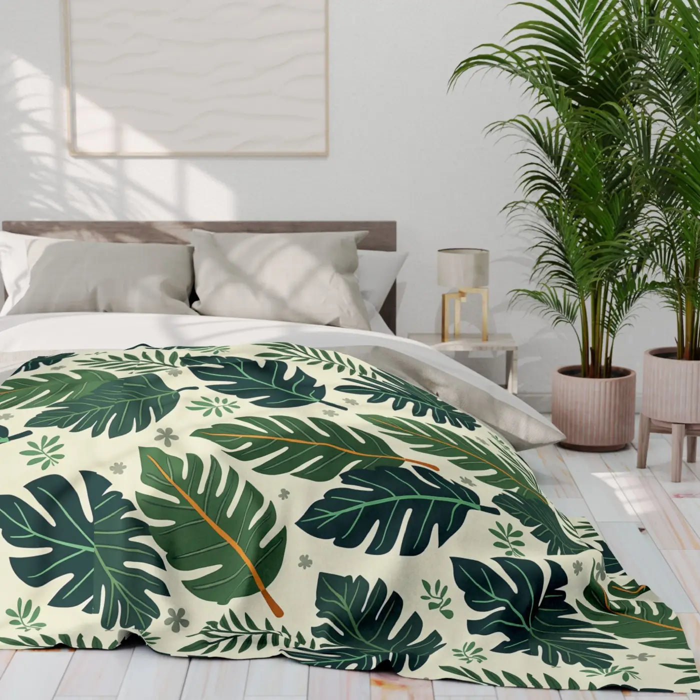 Nature Calm 🌿 | Green Leaves Cozy Fleece Blanket